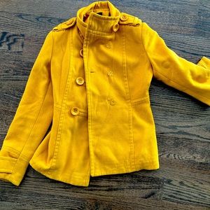 Mustard pea coat. Gently used